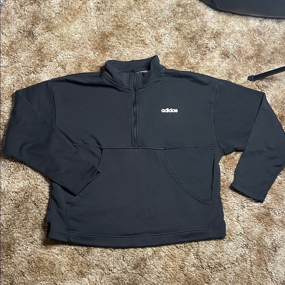 Adidas Woman’s Black Quarter Zip Pull Over Size XL